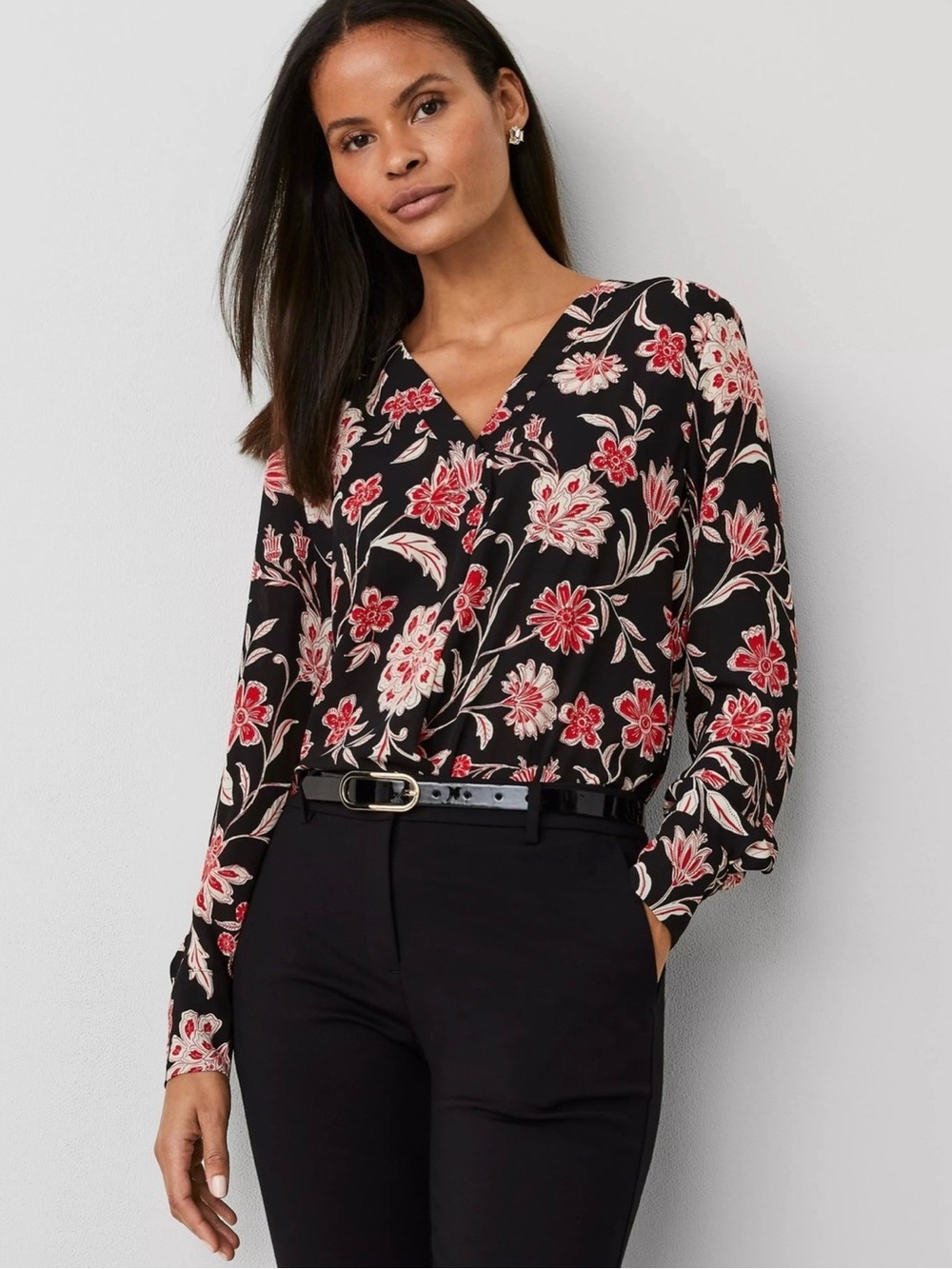 Ann Taylor Floral Mixed Media Blouse S